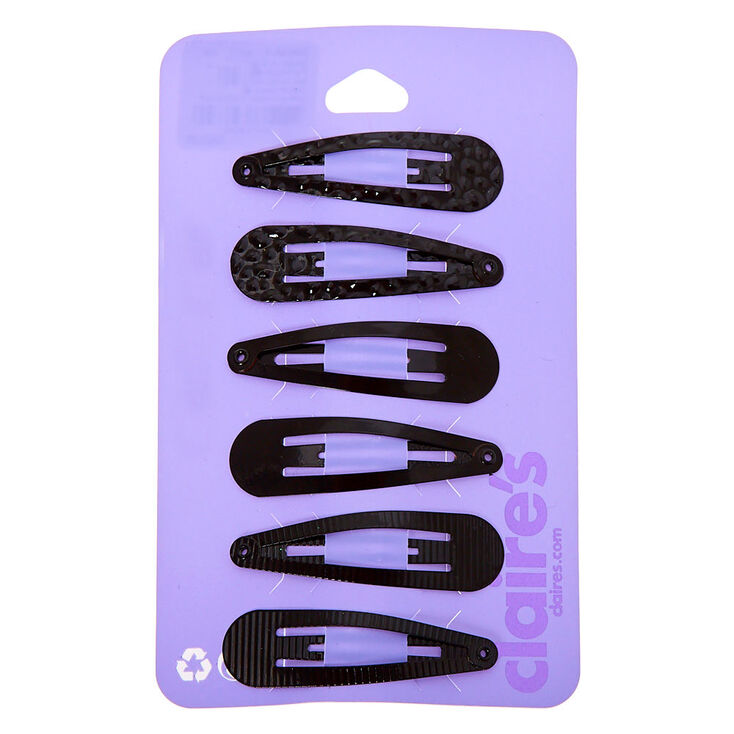 Textured Snap Hair Clips - Black, 6 Pack | Claire's