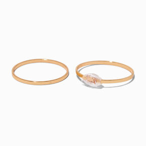 Clear Beaded Gold-tone Ring Stack - 2 Pack,