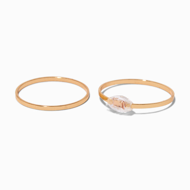 Clear Beaded Gold-tone Ring Stack - 2 Pack,