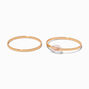 Clear Beaded Gold-tone Ring Stack - 2 Pack,