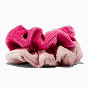Pink Ribbed Hair Scrunchies - 2 Pack,