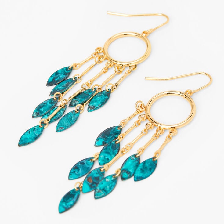 Turquoise 4&quot; Leaf Drop Earrings,
