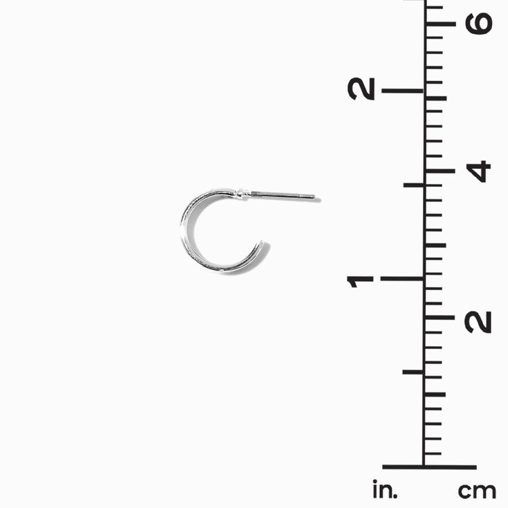 Silver-tone Cubic Zirconia Studs &amp; White Enamel Hoop Earrings - 3 Pack,