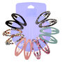 Solid Animal Print Oval Snap Hair Clips - 12 Pack,
