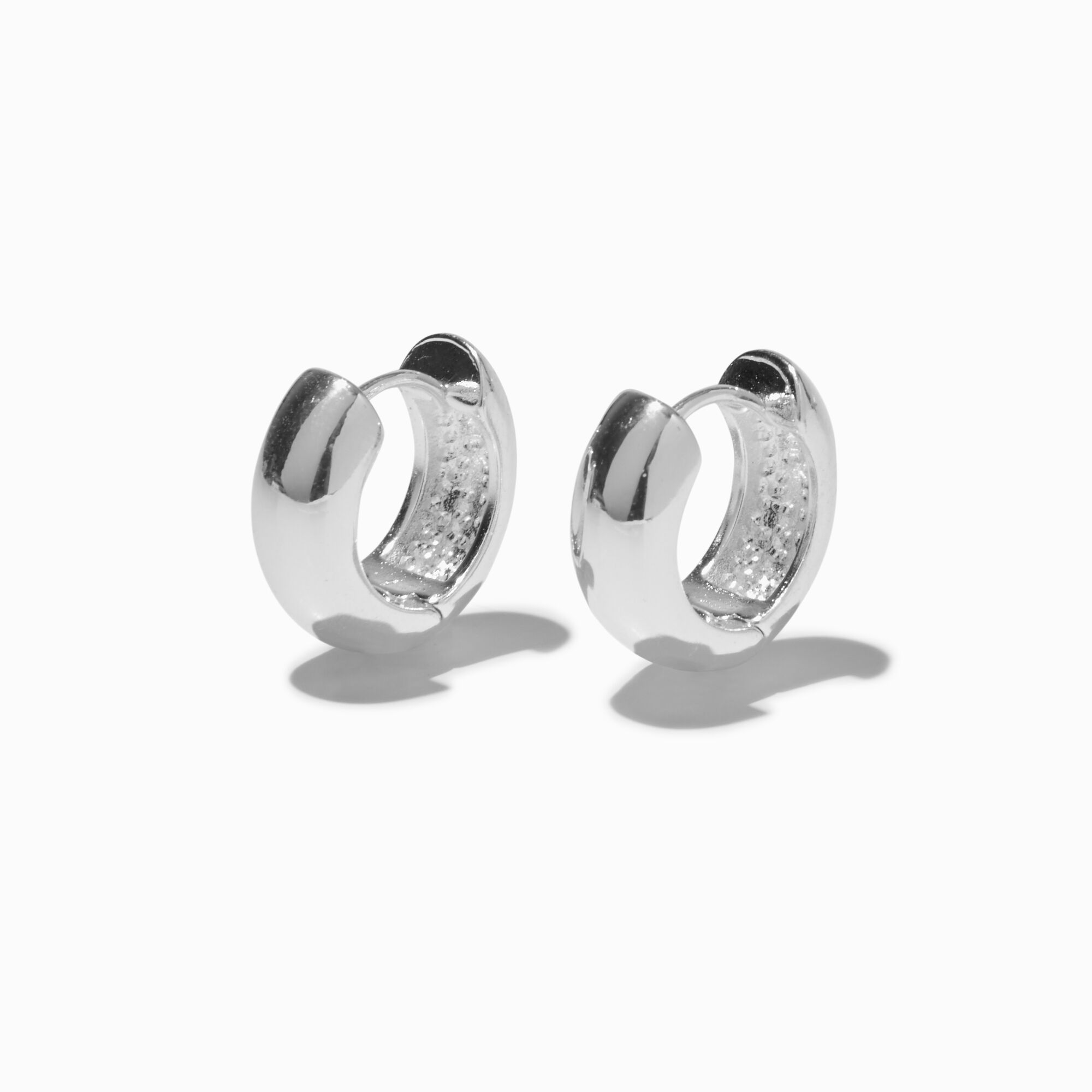 C LUXE by Claire s Sterling Silver Plated Cubic Zirconia 17MM Clicker Hoop Earrings