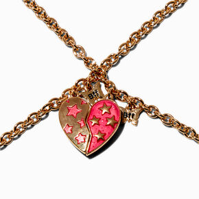 Best Friends Pink Star Split Heart Charm Bracelets - 2 Pack,