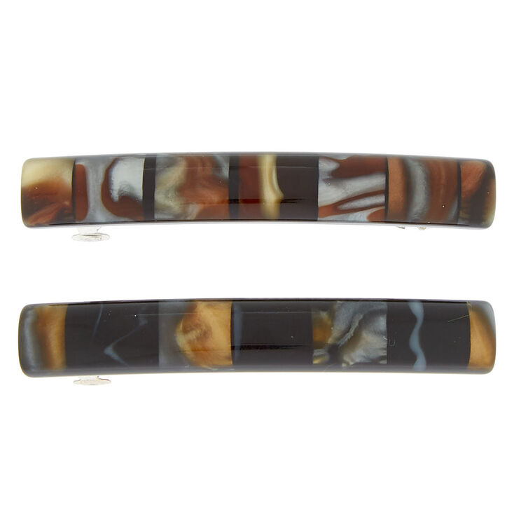 Claire's Barrettes mosaïque neutres - Marron, lot de 2
