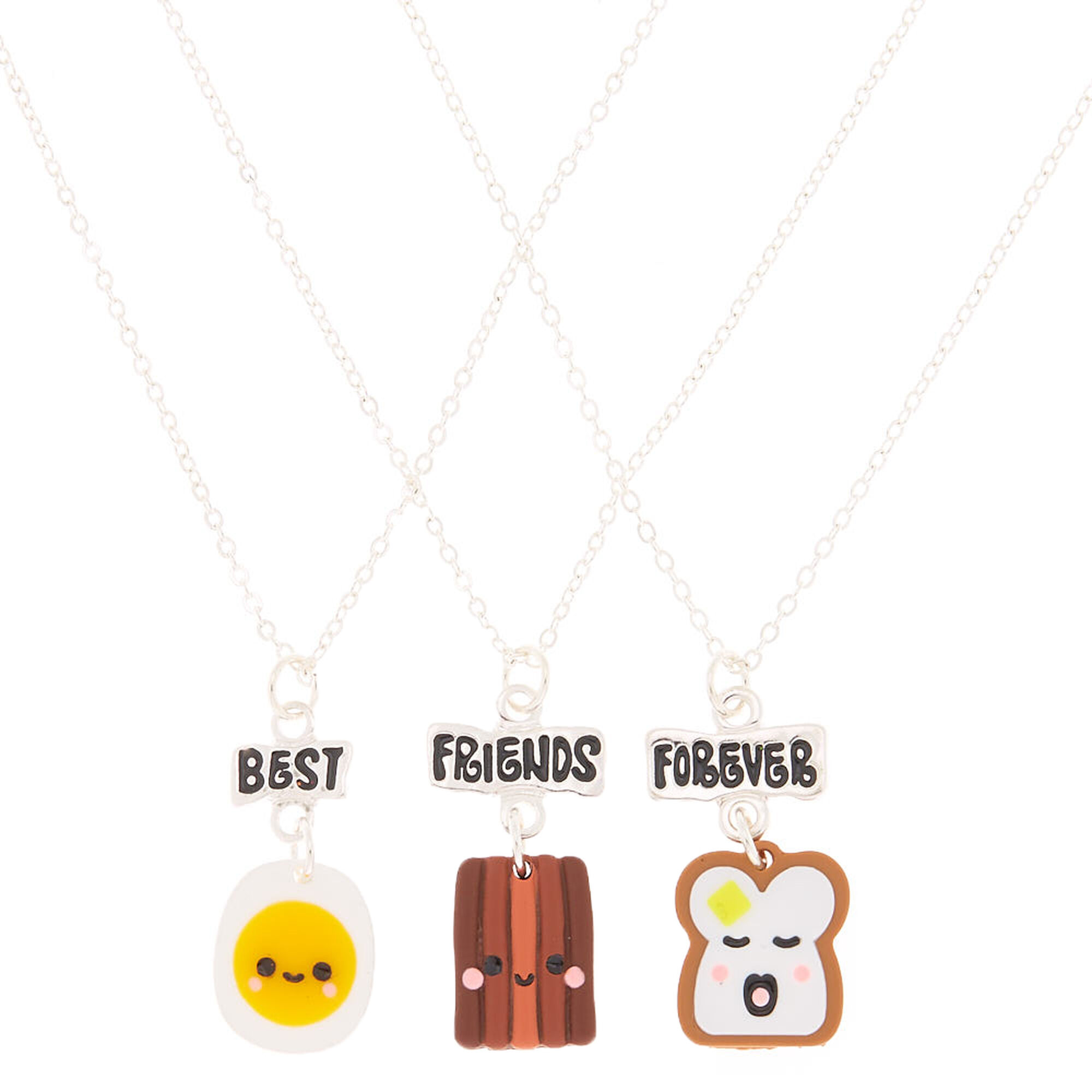 Claire's Colliers best friends à pendentif petit-déjeuner - Lot de 3