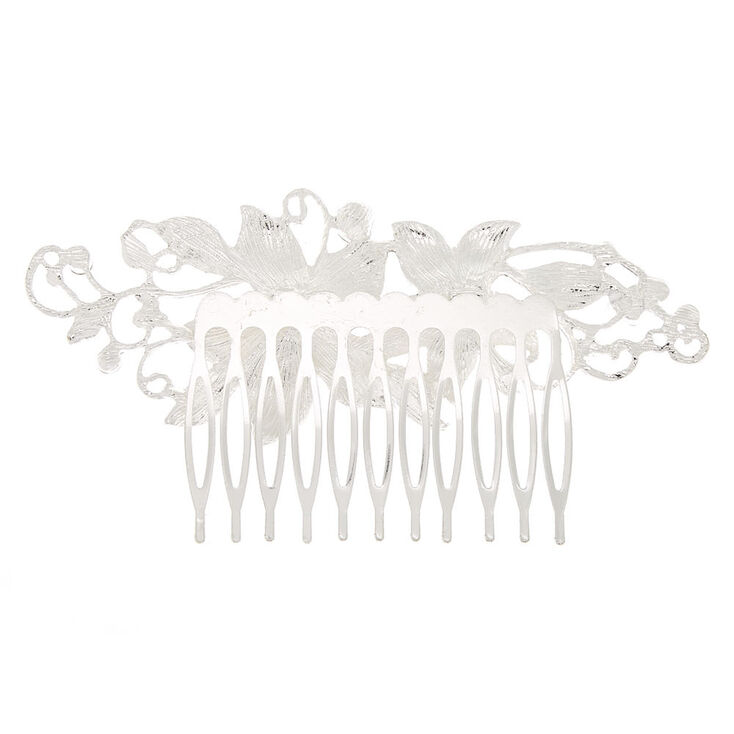 Silver Rhinestone Swirl Hair Comb,