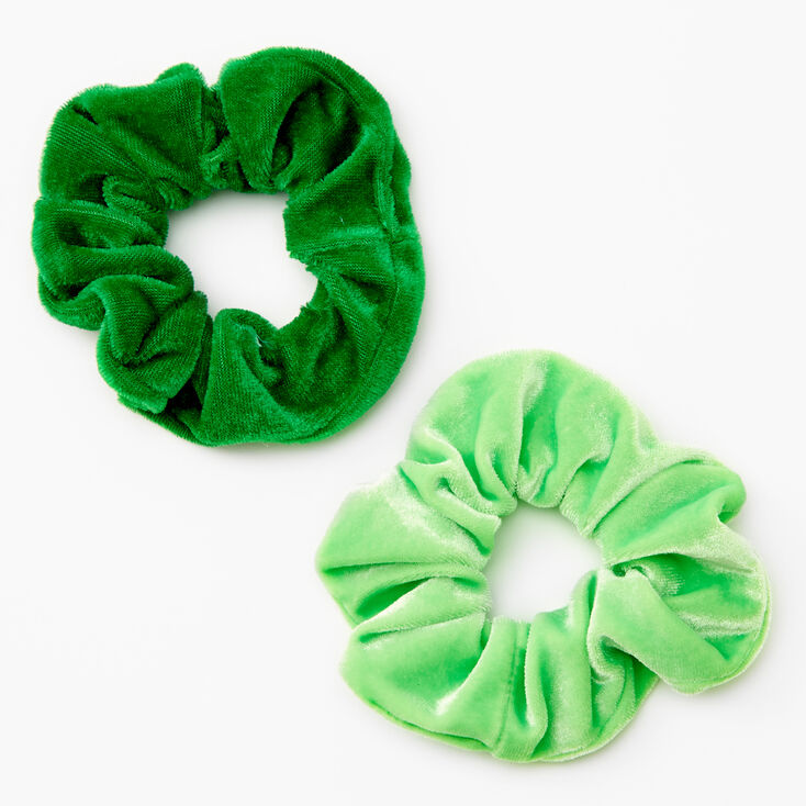 Medium Velvet Hair Scrunchies - Green, 2 Pack,