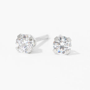 14kt White Gold 3mm April Cubic Zirconia Studs Ear Piercing Kit with Ear Care Solution,
