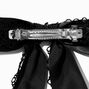 Black Satin Lace Trim Long Tail Hair Bow Clip,
