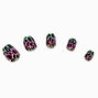 Faux ongles vegan autocollants carr&eacute;s craquel&eacute;s arc-en-ciel - Lot de 24,