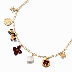 Gold-tone Paper Clip Charm Necklace,