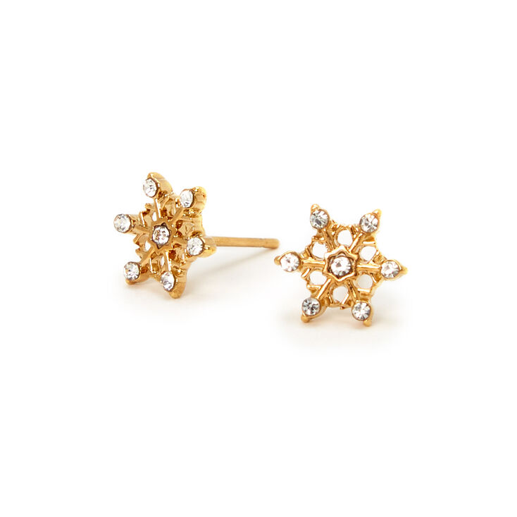 18kt Gold Plated Snowflake Stud Earrings,