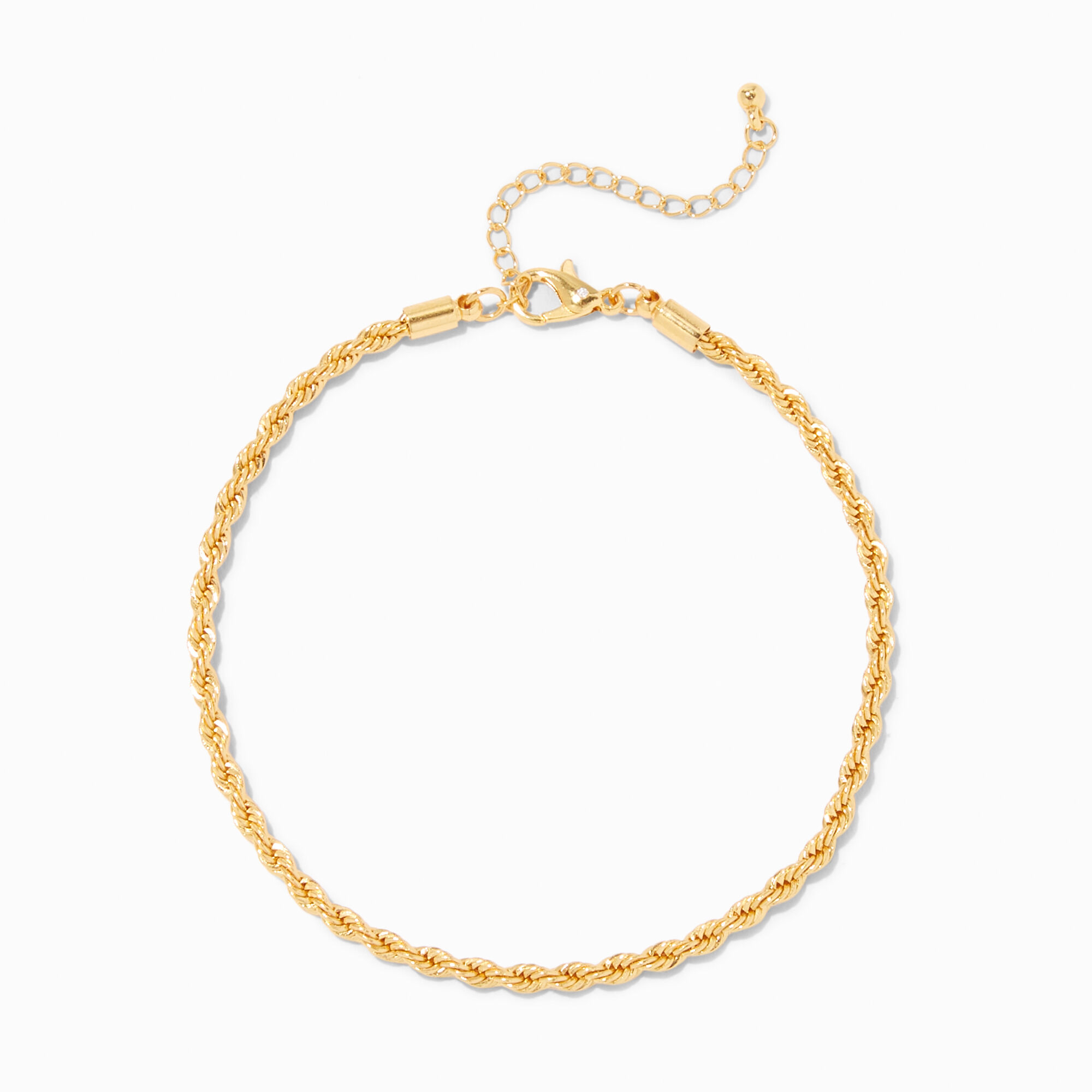 View Claires 18K Gold Plated Woven Rope Chain Anklet Yellow information