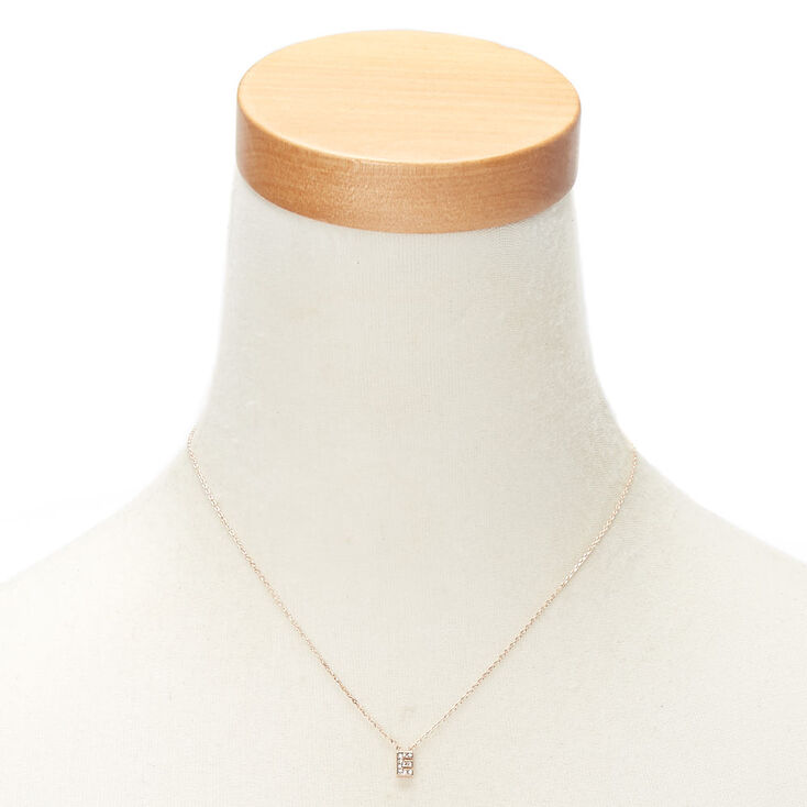 Rose Gold Embellished Initial Pendant Necklace - E,