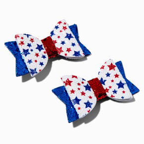 Stars &amp; Sequin Bow Hair Clips - 2 Pack,