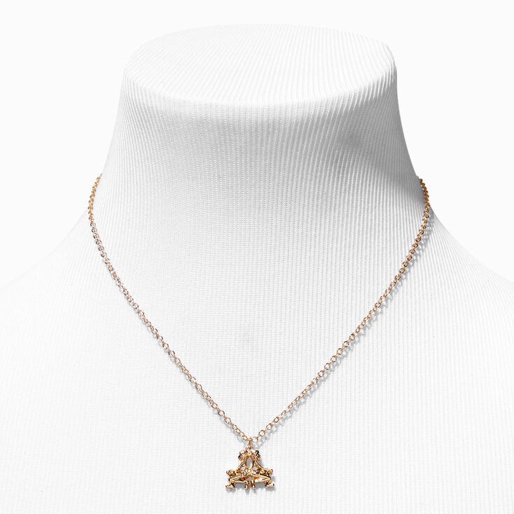 Gold Zodiac Symbol Pendant Necklace - Gemini,