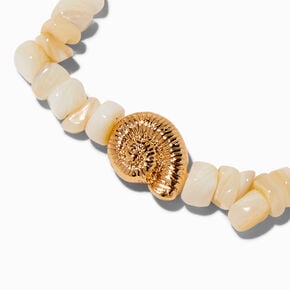 Gold-tone Nautilus Shell Chip Stretch Bracelet ,