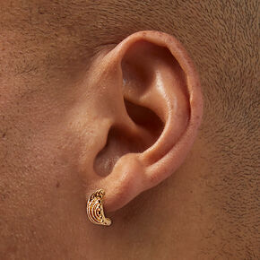 Gold-tone Textured Half Hoop Earrings,