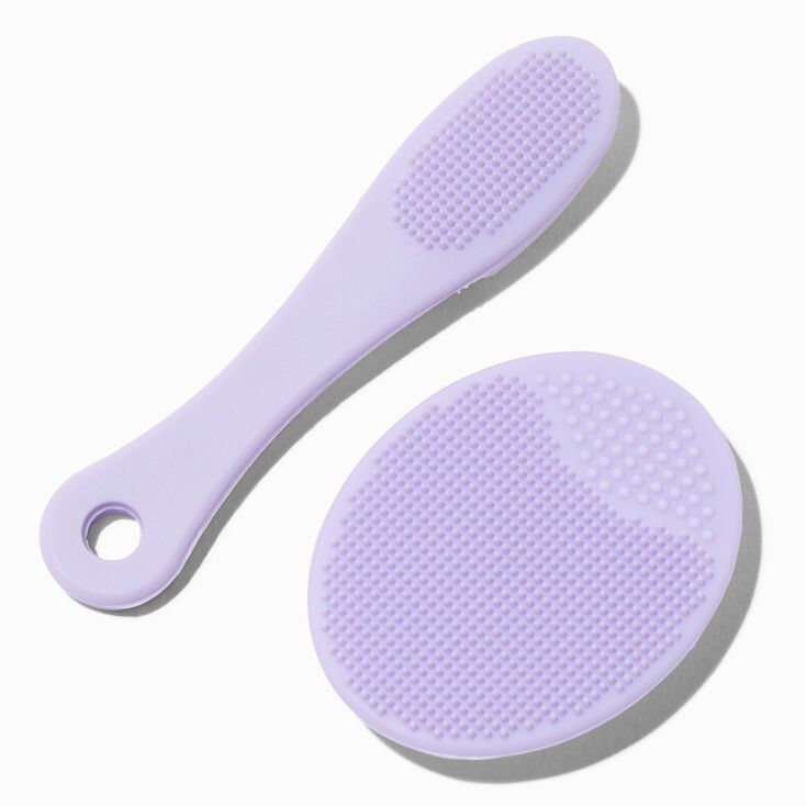 Brosse nettoyante pour le visage en silicone violette - Lot de 2,