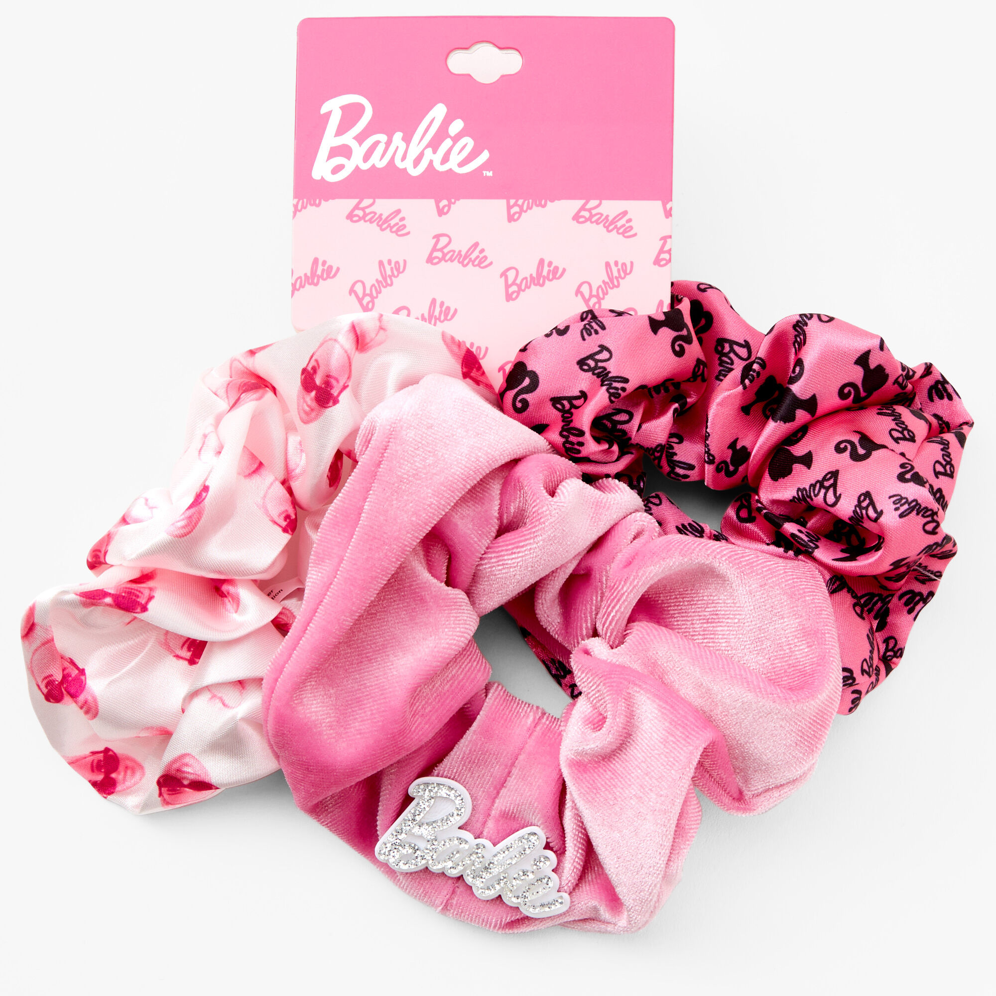 Barbie Pink Velvet Scrunchies 3 Pack
