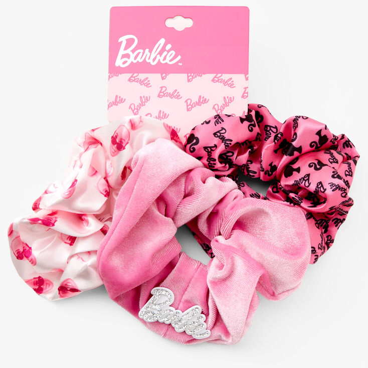 Barbie&trade; Pink Velvet Scrunchies - 3 Pack,