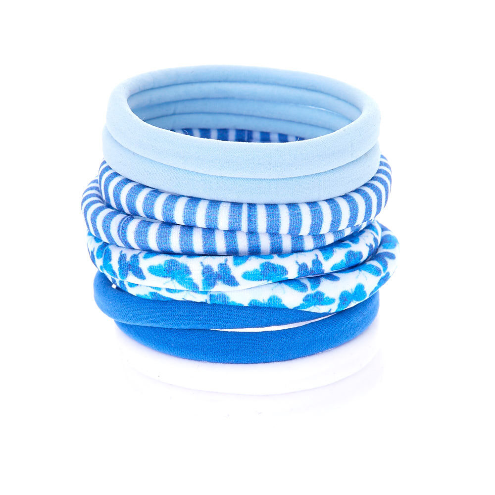 Blue Butterfly Print Hair Ties - 10 Pack,
