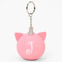 Initial Unicorn Stress Ball Keychain - Pink, J,