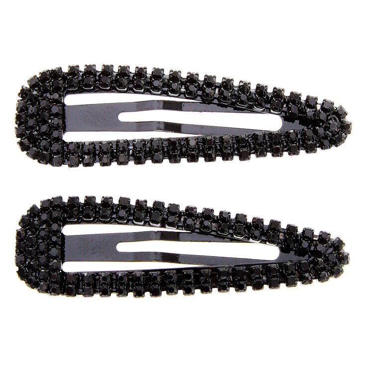 Black Rhinestone Snap Clips - 2 Pack,