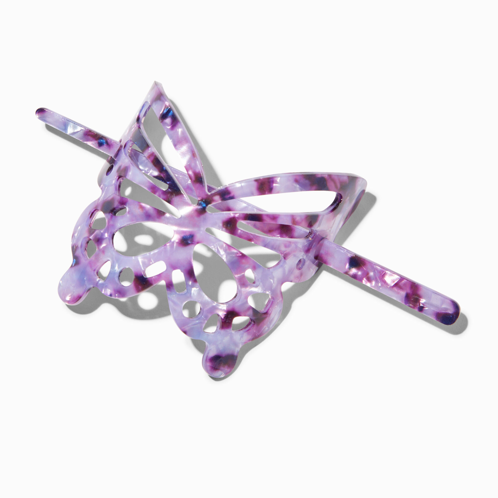 View Claires Tortoiseshell Butterfly Acrylic Hair Pin Purple information