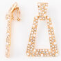 Gold 1&quot; Crystal Pearl Door Knocker Clip On Drop Earrings,