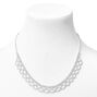 Silver Rhinestone Scalloped Statement Necklace,