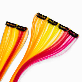 Red &amp; Orange Faux Hair Clip In Extensions - 4 Pack,