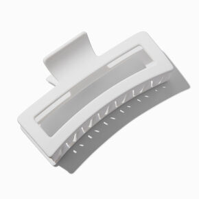 Grande pince &agrave; cheveux rectangulaire blanche,