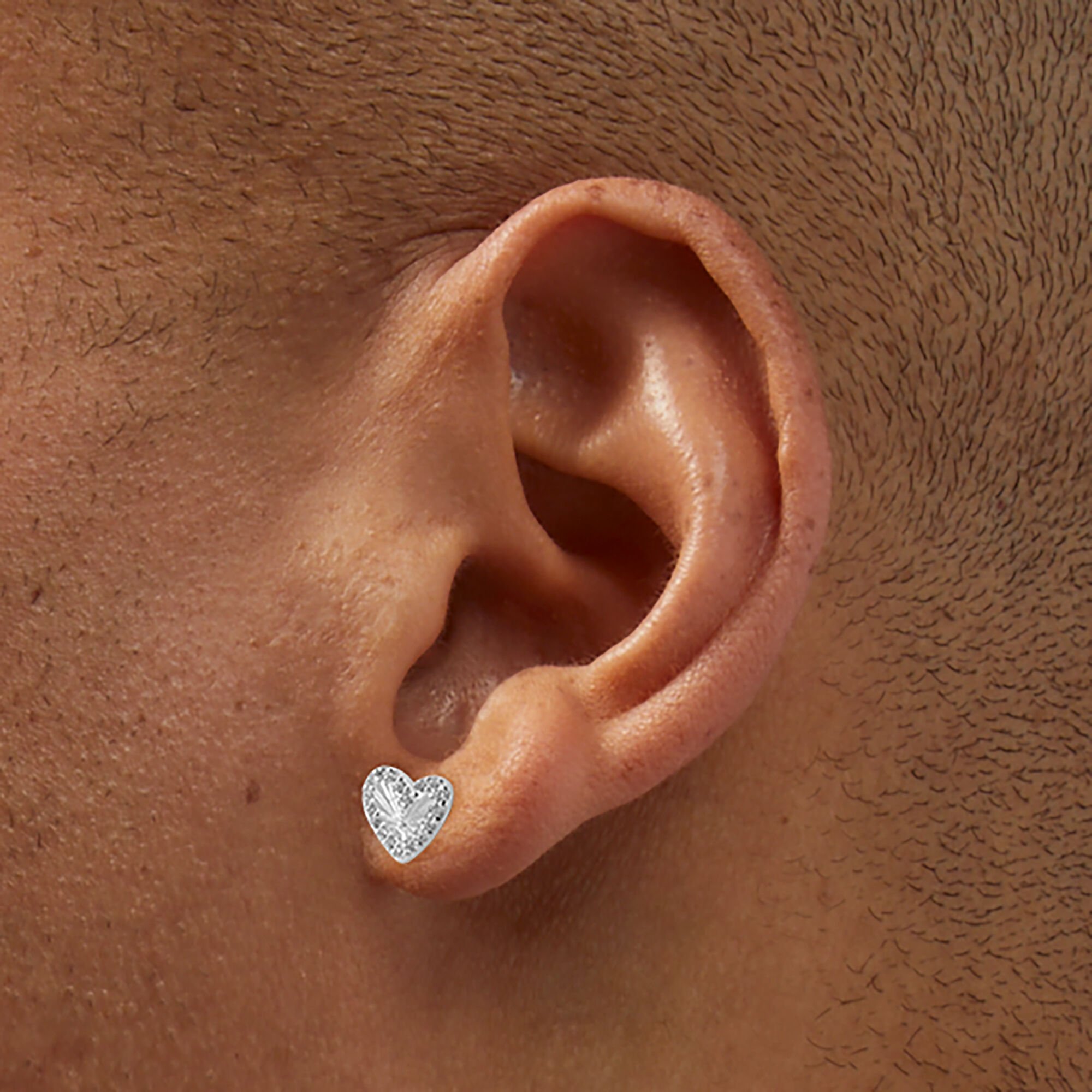 C LUXE by Claire's Sterling Silver Cubic Zirconia Radiant Heart Stud Earrings,
