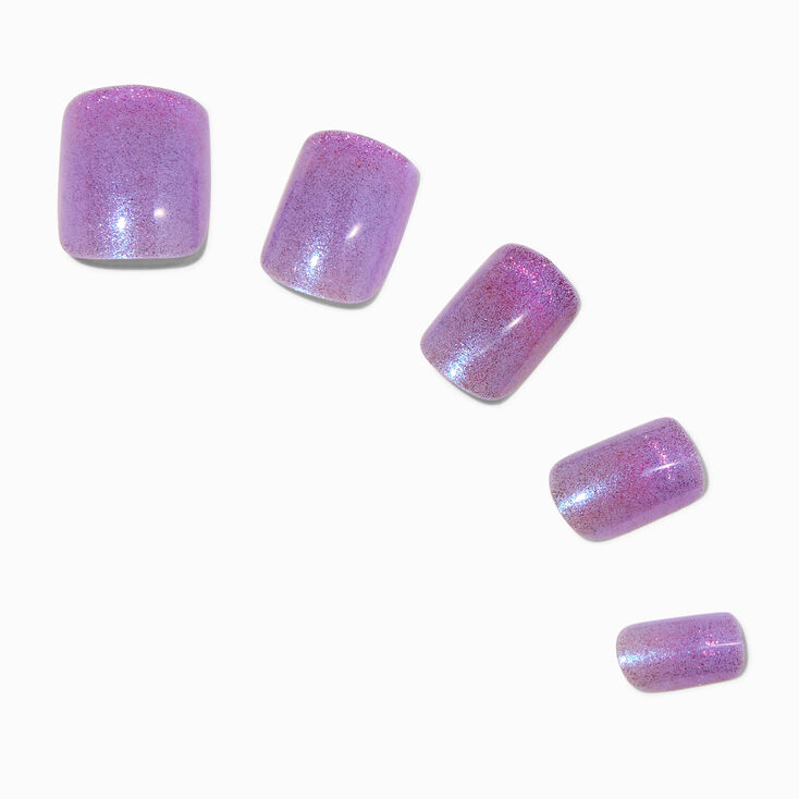 Purple Cat Eye Medium Square Vegan Faux Nail Set - 24 Pack,