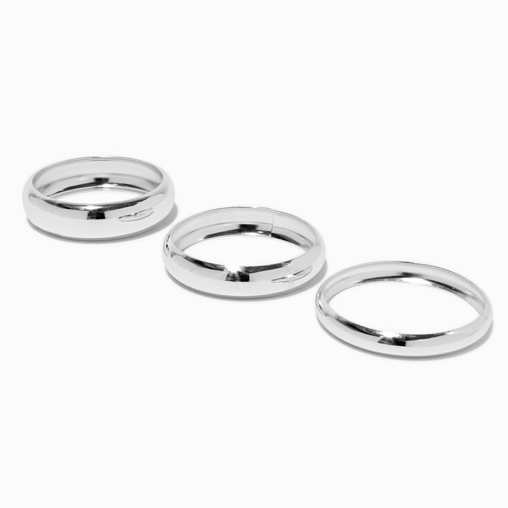 Silver-tone Mixed Chunky Bangle Bracelets - 3 Pack,