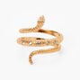 Gold Crystal Textured Snake Wrap Ring,