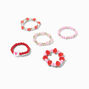 Claire&#39;s Club Pink Heart Beaded Stretch Rings - 5 Pack,