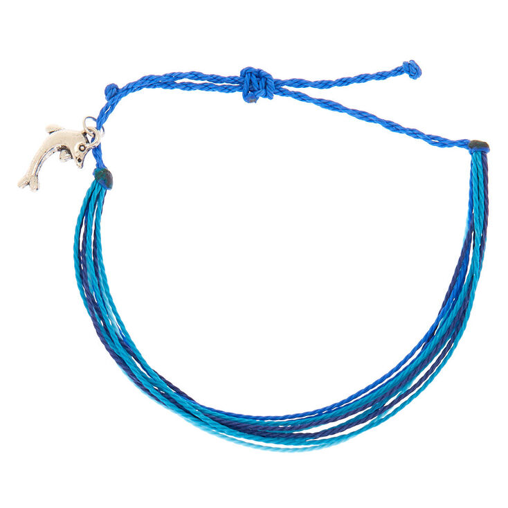 Claire's Bracelet réglable avec fils breloque dauphin - Bleu