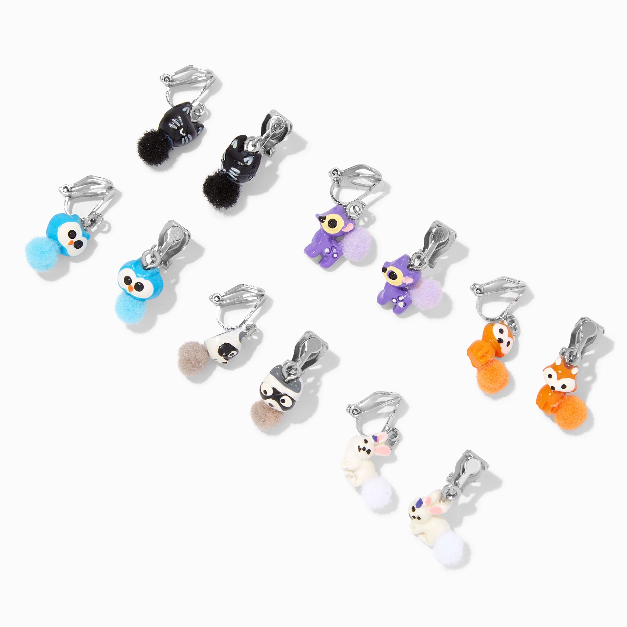 View Claires Woodland Creature 05 ClipOn Drop Earrings 6 Pack Silver information