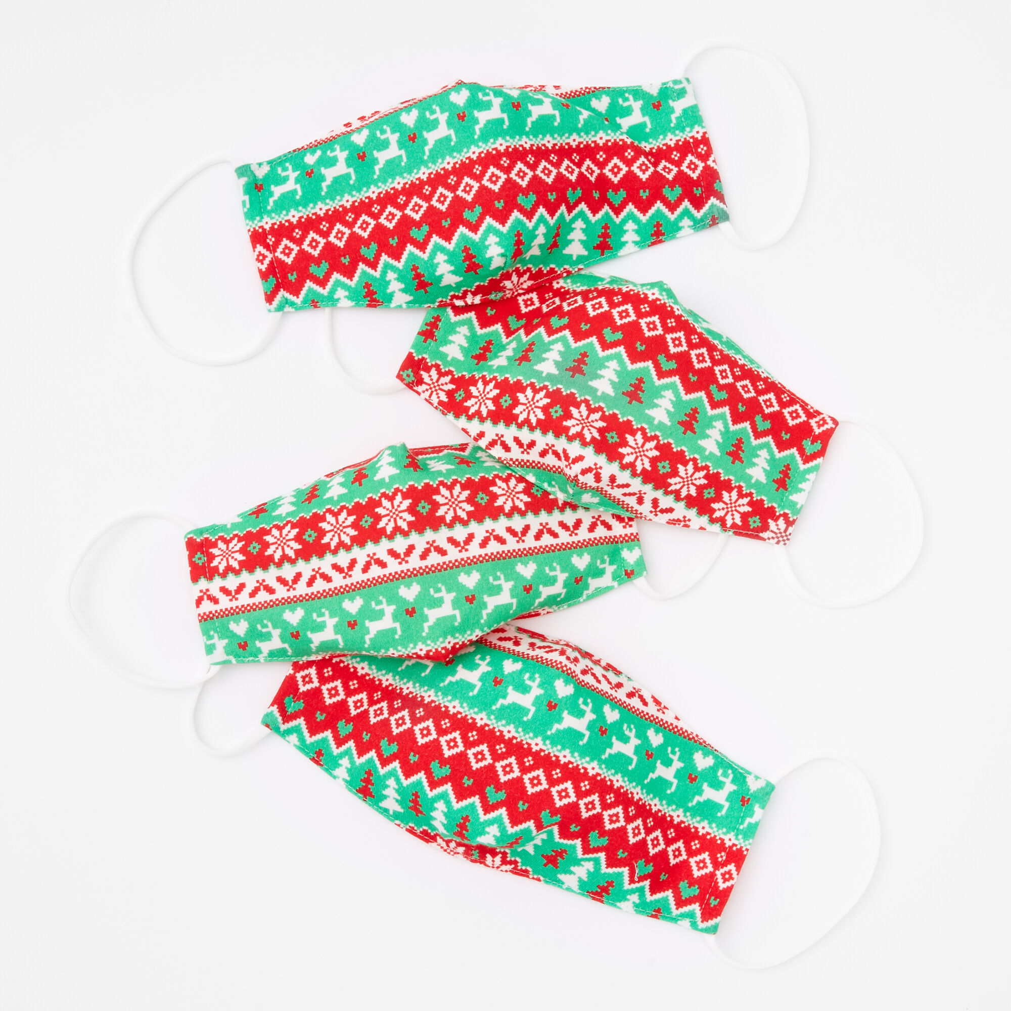 Family Pack Cotton Christmas Sweater Print Face Masks - Child Small and Adult,
