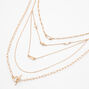 Gold Safety Pin Toggle Chain Multi Strand Necklace,