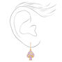 Gold 1&quot; Mushroom Floral Drop Earrings - Purple,