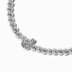 Silver-tone Pav&eacute; Crystal Letter Initial Stretch Bracelet - J,