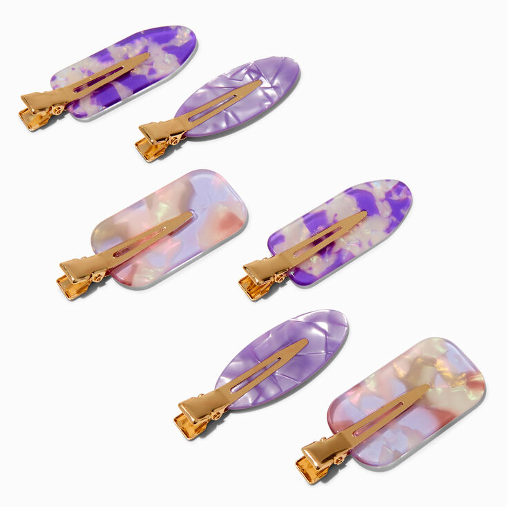 Purple No Crease Hair Styling Clips - 6 Pack,