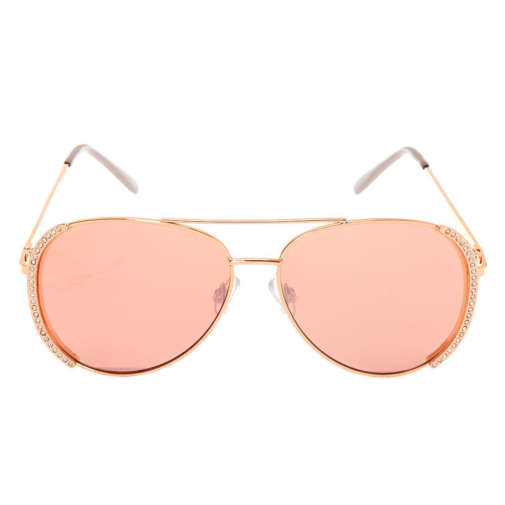 Rose gold mirrored aviator sunglasses top