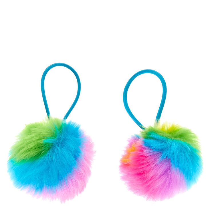 Claire's Élastiques à cheveux à pompon arc-en-ciel - Lot de 2